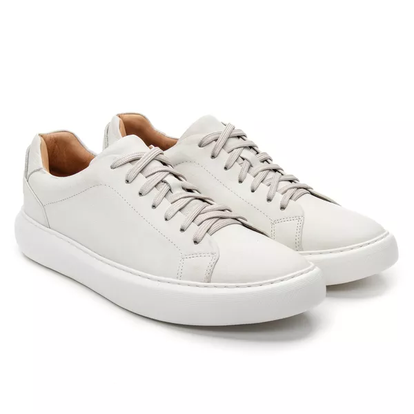 Tênis Casual Couro Off White - JACOMETTI