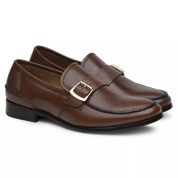Mocassim Argentino Masculino de Couro Havana Com F... - JACOMETTI