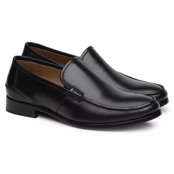 Mocassim Argentino Masculino de Couro Preto 4303 - JACOMETTI