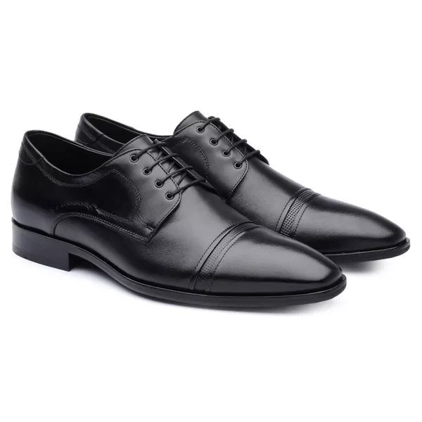 Derby Cap Toe Preto Scatamacchia 4815 - JACOMETTI