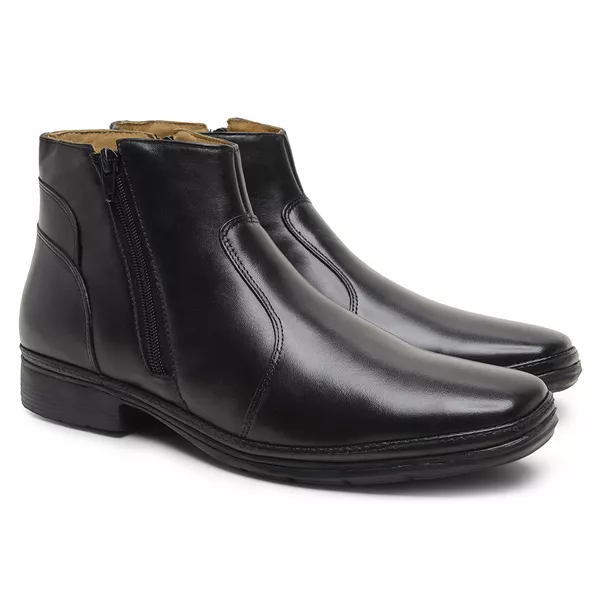 Bota Masculina Conforto com Zíper 4904 Preta - JACOMETTI