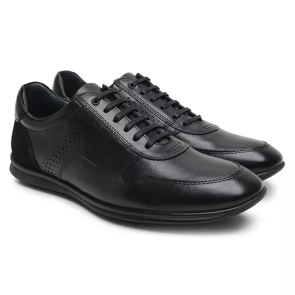 Sapatênis de Couro Preto 5322 - JACOMETTI