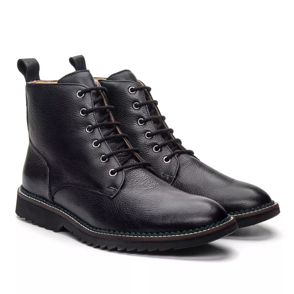 Bota Derby Masculina de Couro Turim com Cadarço Pr... - JACOMETTI