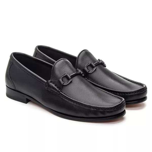 Mocassim Black Floater Preto Solado de Couro GJ01 ... - JACOMETTI