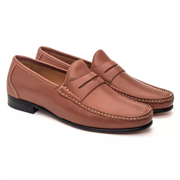Mocassim Casual Tan Gj03 Solado De Couro - JACOMETTI