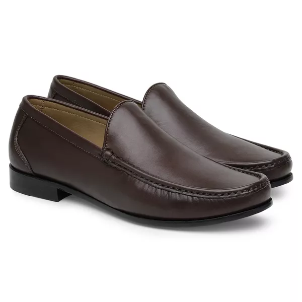 Mocassim Masculino de Couro Chocolate GJ07 Solado ... - JACOMETTI