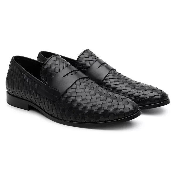 Mocassim Masculino Couro Tressê Preto GS03 - JACOMETTI