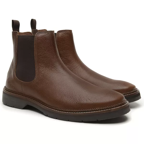 Bota Masculina de Couro Chelsea HTR006 Tan - JACOMETTI