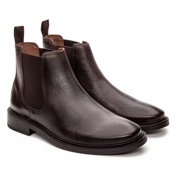 Bota Chelsea Masculina de Couro Café - JACOMETTI