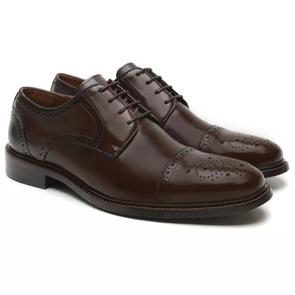Sapato Derby Brogue Treviso Café - JACOMETTI
