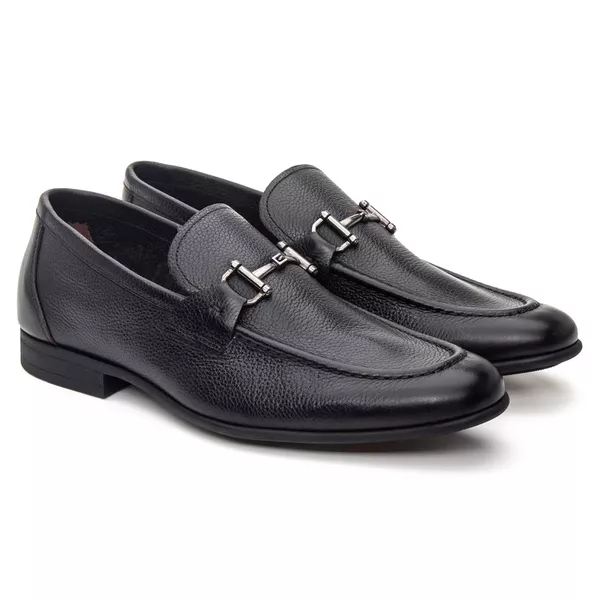 Mocassim Mantova Preto Solado de Borracha - JACOMETTI