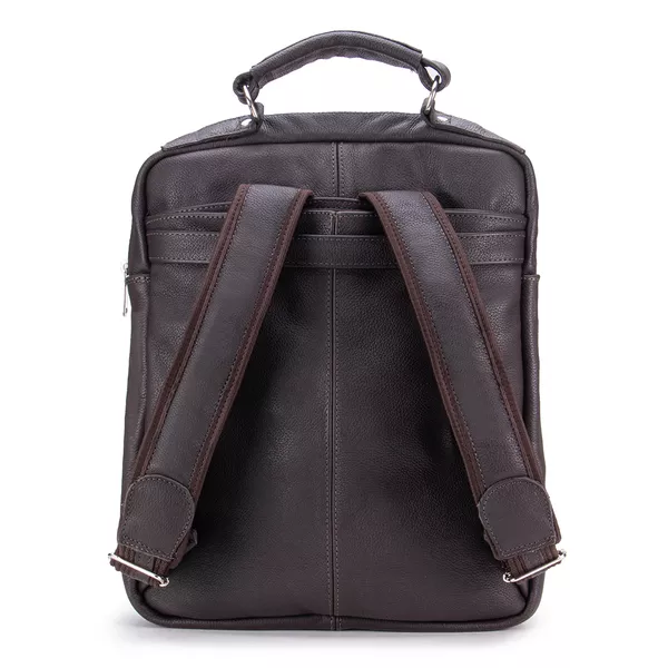 Mochila Compacta em Couro Com Suporte Para Notebook | JFECOURO