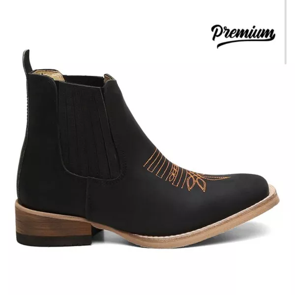 yuma@27 Sea . Leather & Jeans オーダーメイド Botina Texana Country Masculina Couro Legítimo Crazy Horse Preto