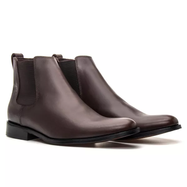 Bota Chelsea com Solado em Couro Nobre - Café - Don Matuto | Botinas Premium