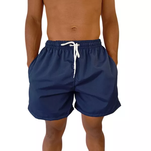 SHORT MASCULINO BERMUDA PRAIA LISA AZUL MARINHO