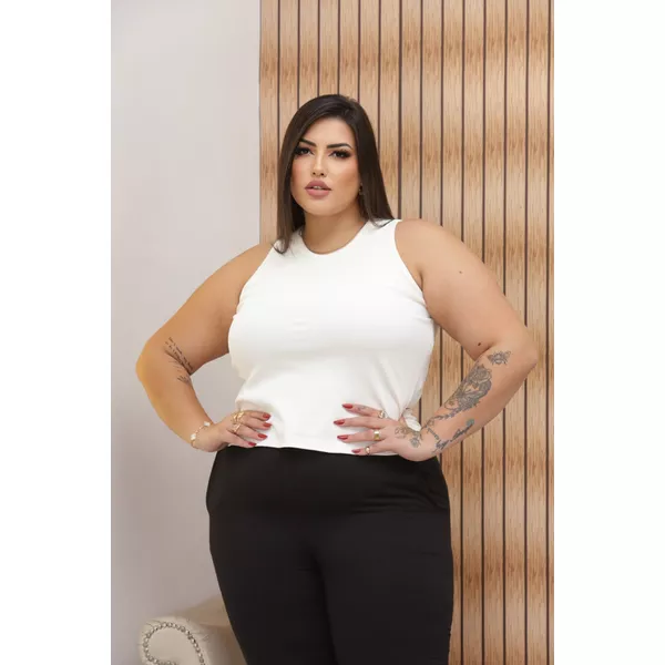 Regata Canelada Plus Size Off White 