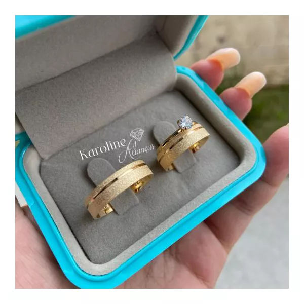  Alianças Isabella 5 mm namoro Prata Banhada a ouro 18 k anel de brinde