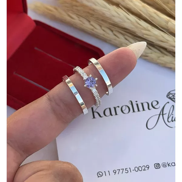 Aliança Miami Tradicional 2 mm com anel Elisa
