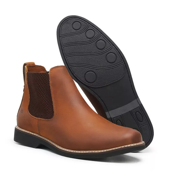 Bota Chelsea Couro Masculina Ref.:7000 nobuck camel Bonanza