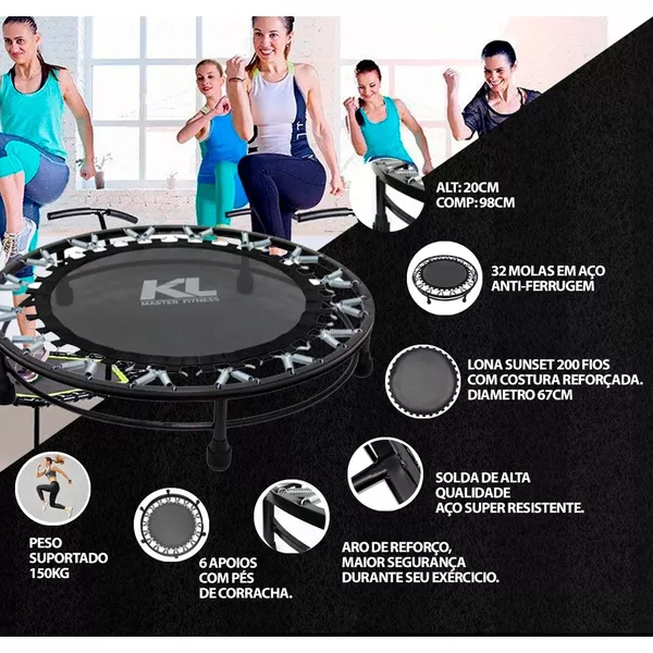 Mini Cama Elastica Trampolim Jump Profissional + DVD + Capa