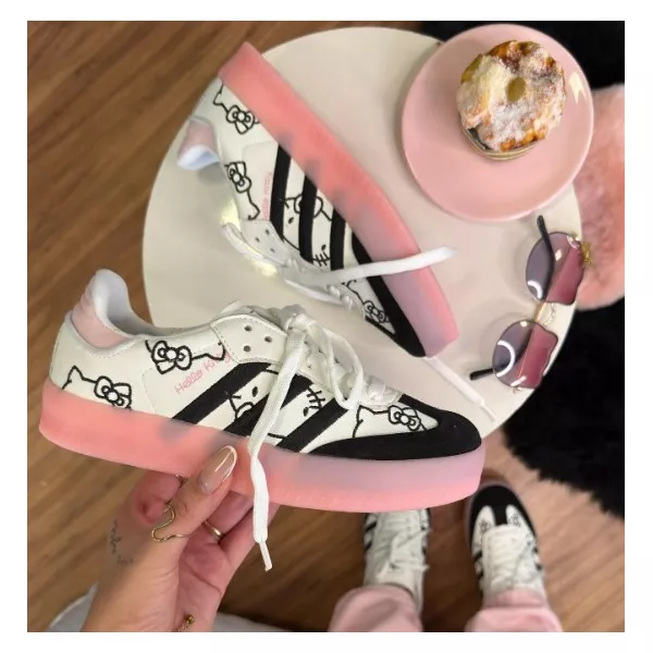 adidas gazelle silver green womens ADIDAS ORIGINALS Women's Sambae White and Pink Sneakers – Pavidas main image 1
