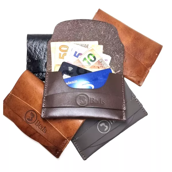 Carteira de couro original Slim vintage mini envelope cores variadas 