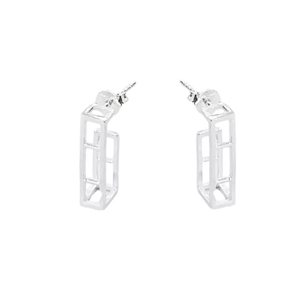 Brinco Argola Aberta Retangular 1,7mm Prata 925