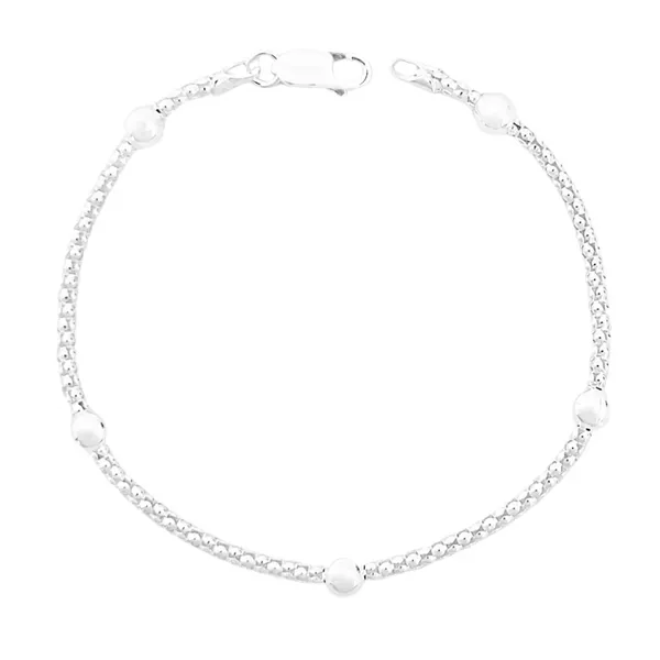 Pulseira Pipoca Bolinha 5mm Prata 925