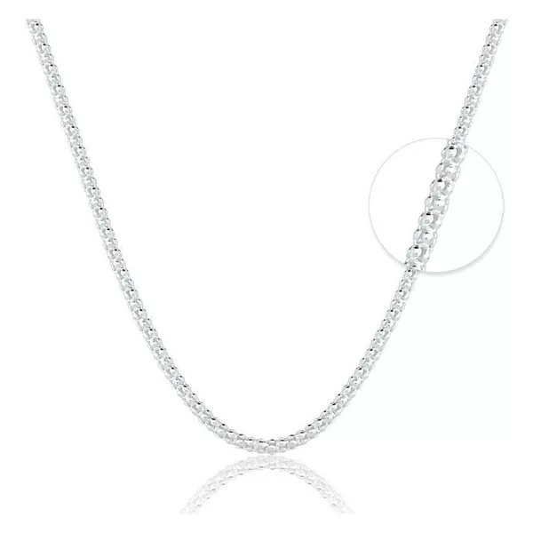 Colar Corrente Pipoca 2mm 45cm Prata 925