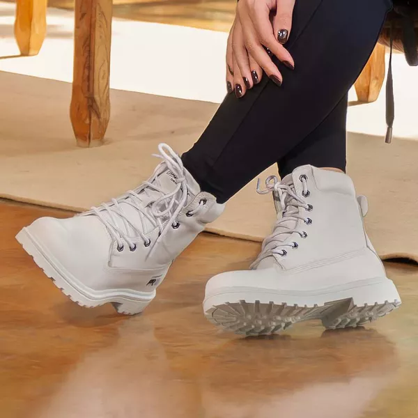 Bota coturno de segurança EPI´s em Couro ref. Guzzi Branco 