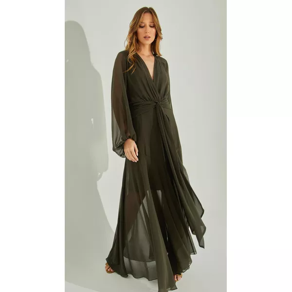 Vestido Fluido Com Mangas