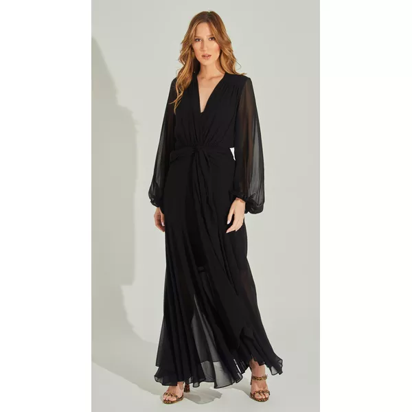 Vestido Fluido Com Mangas