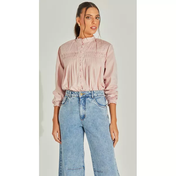 Camisa Tricoline Com Pregas