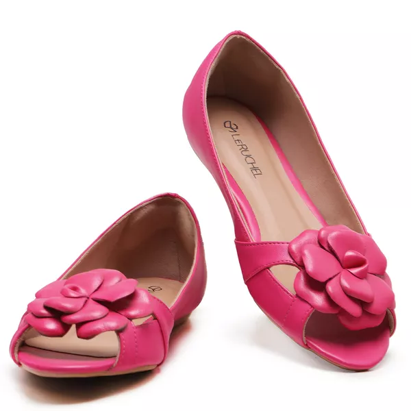 Sapatilha Charlot PeepToe Flor Pink | LeRUCHEL