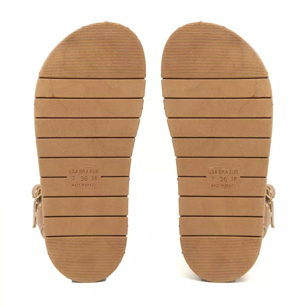 Sandália Flatform Spikes Estilo Tornozeleira Caramelo | LeRUCHEL