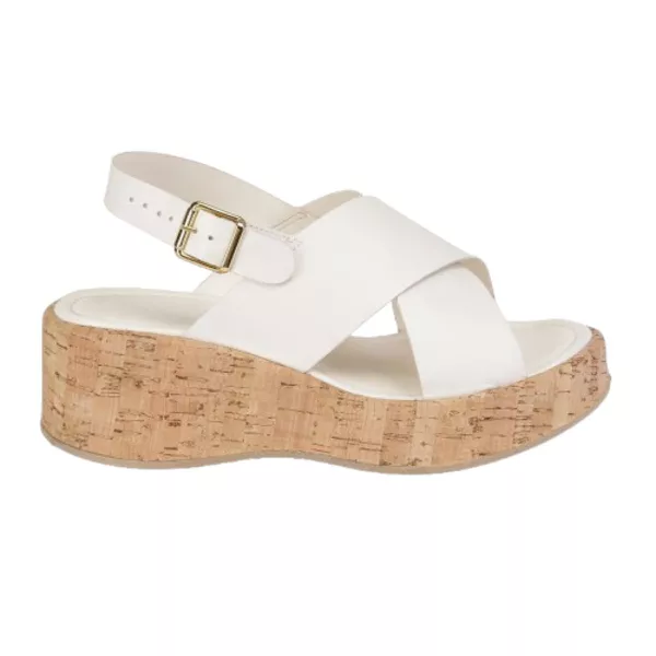 Sandália Anabela Gisele Plataforma Média Transpassada Off White
