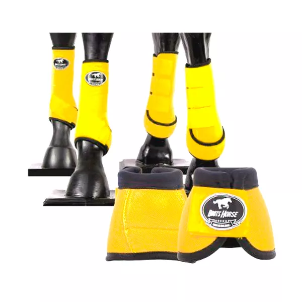 Kit Completo Cloche e Caneleiras Color Amarelo Boots Horse