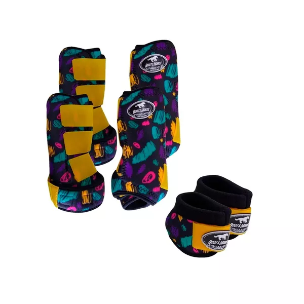 Kit Completo Cloche e Caneleiras Estampado Boots Horse 3759