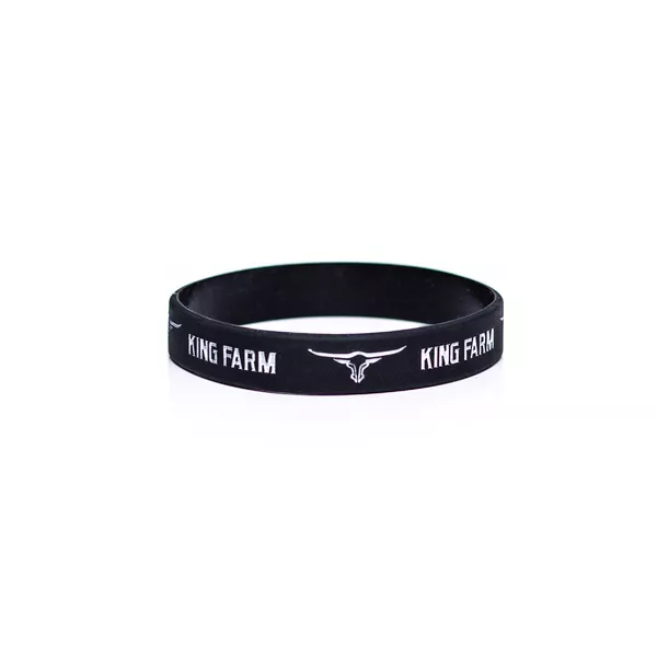 Pulseira King Farm Preta com Logo e Escrita Branco