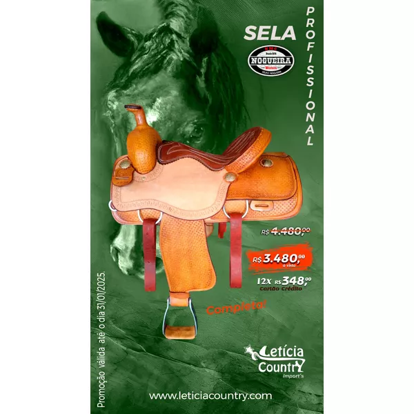 Sela Completa Nogueira 1000 Padrão Com Couro Virado 4585