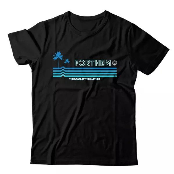 Camiseta Preta Forthem Wolf Blue Beach