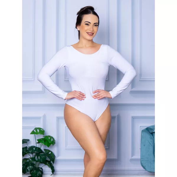 Body Feminino Manga Longa Aberta Branco