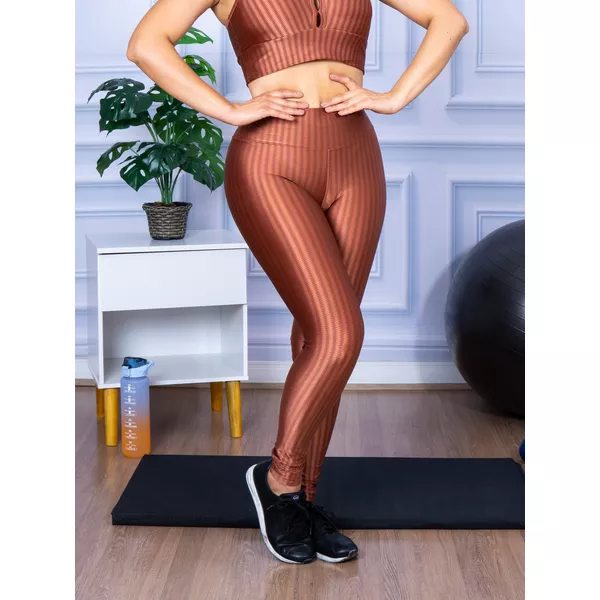 Calça Legging Cirre 3D Academia Cós Reto Bronze
