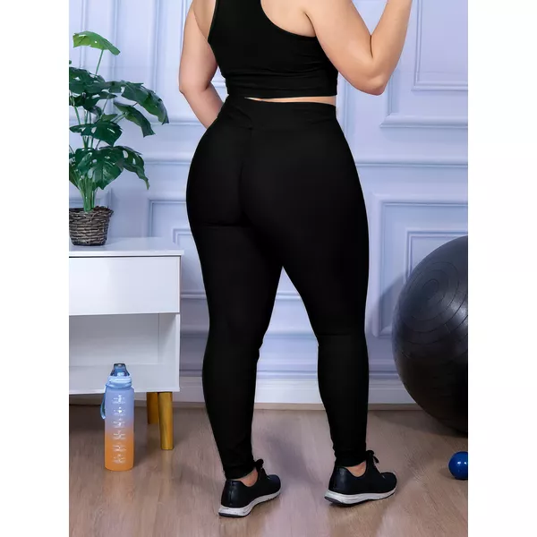 Calça Legging Feminina Plus Size Preta | Moda LLevo | Moda Fitness