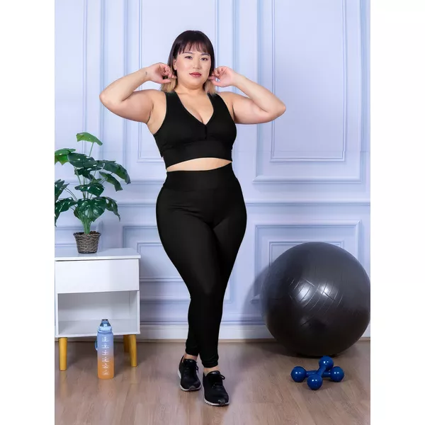 Calça Legging Feminina Plus Size Preta | Moda LLevo | Moda Fitness