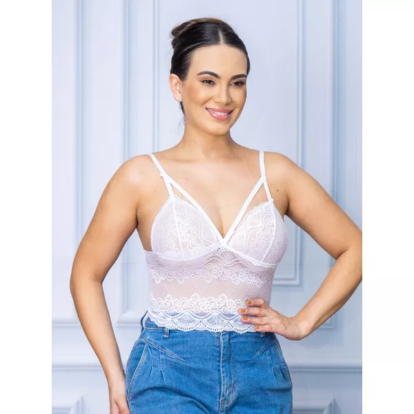 Top Cropped Renda Branco