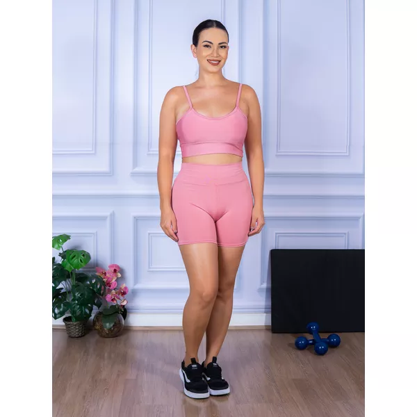 Conjunto Shorts e Top Alça Suplex Rosa