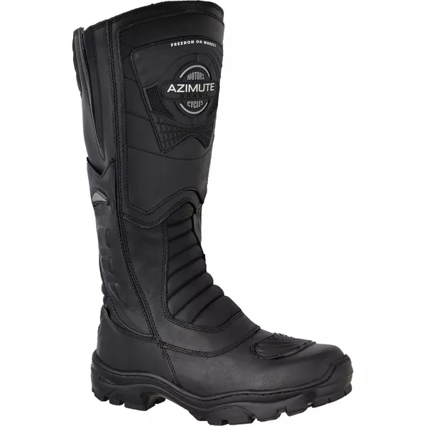 Bota Motociclista Azimute Brasil Elite Emblema Couro Preto