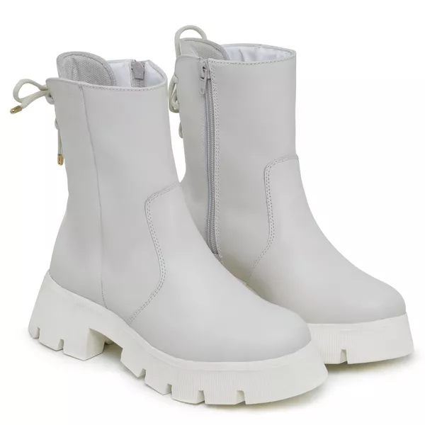 Bota Coturno Cadarço Cano Alto Off White 15004
