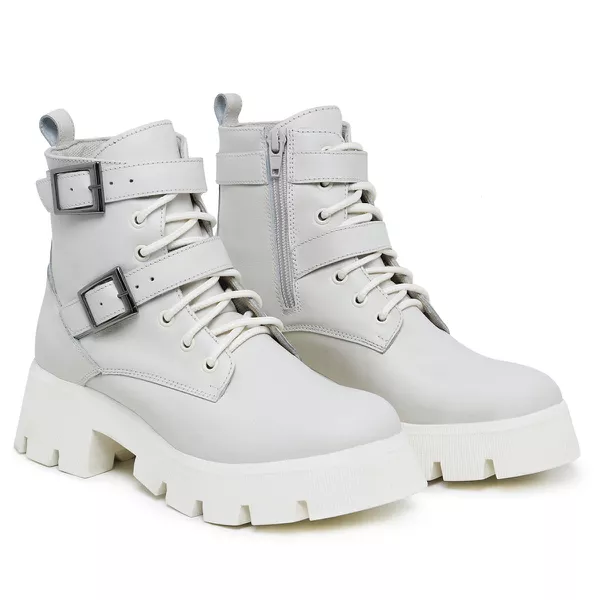 Bota Coturno FIvela e Cadarço 15020 Off White